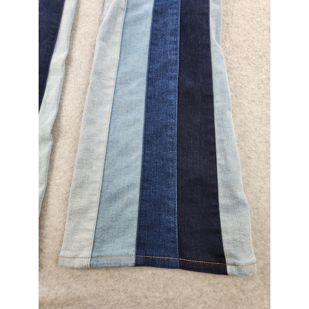 Altar'd State Jeans Sz 26 Tall Long Blue Denim Striped Flare 70s Hippie Festival - Picture 2 of 15